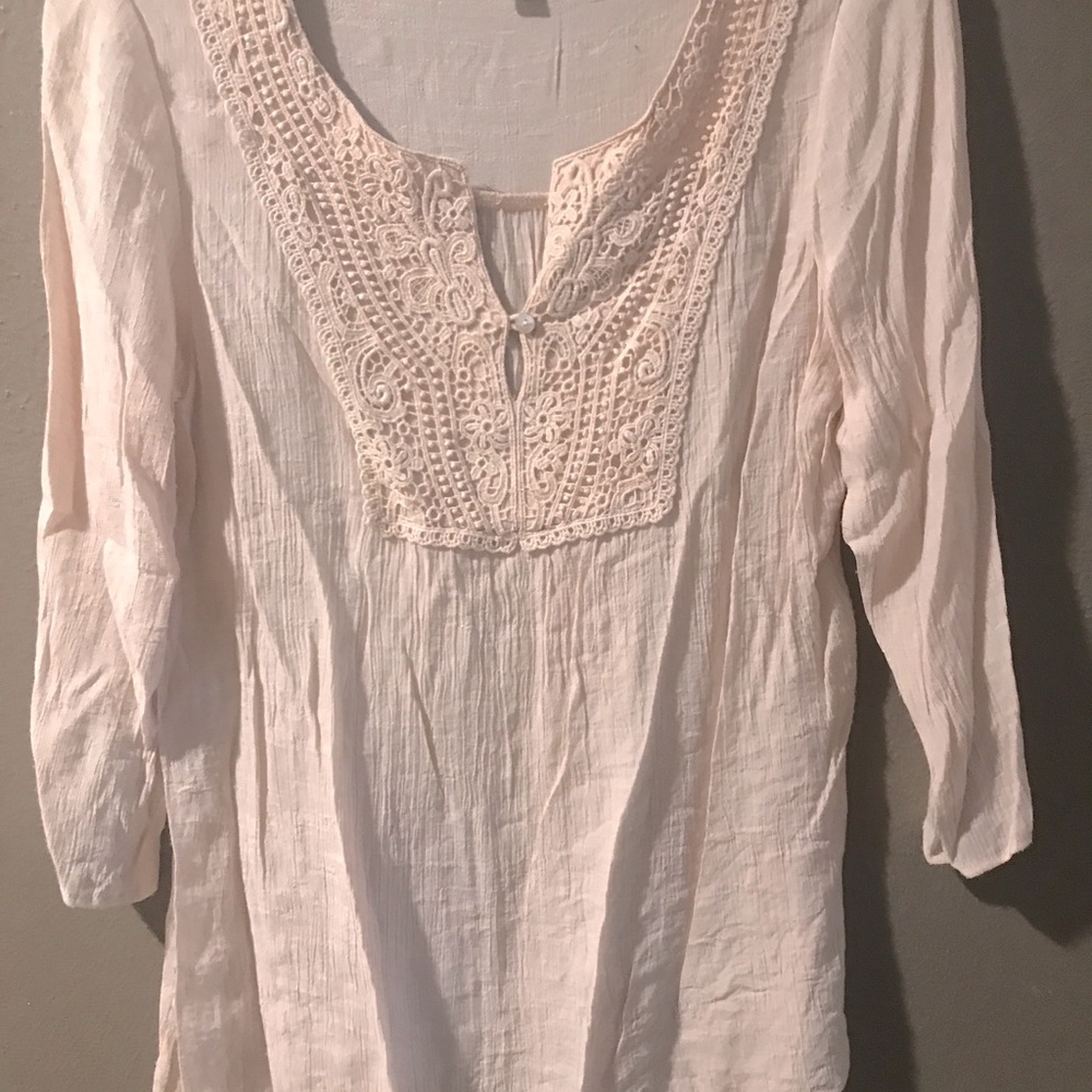 ✨ Creamy boho blouse 3/4 sleeve ~ side splits
